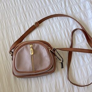 VALENTINA Crossbody handbag color pink/brown strap and trimming *New